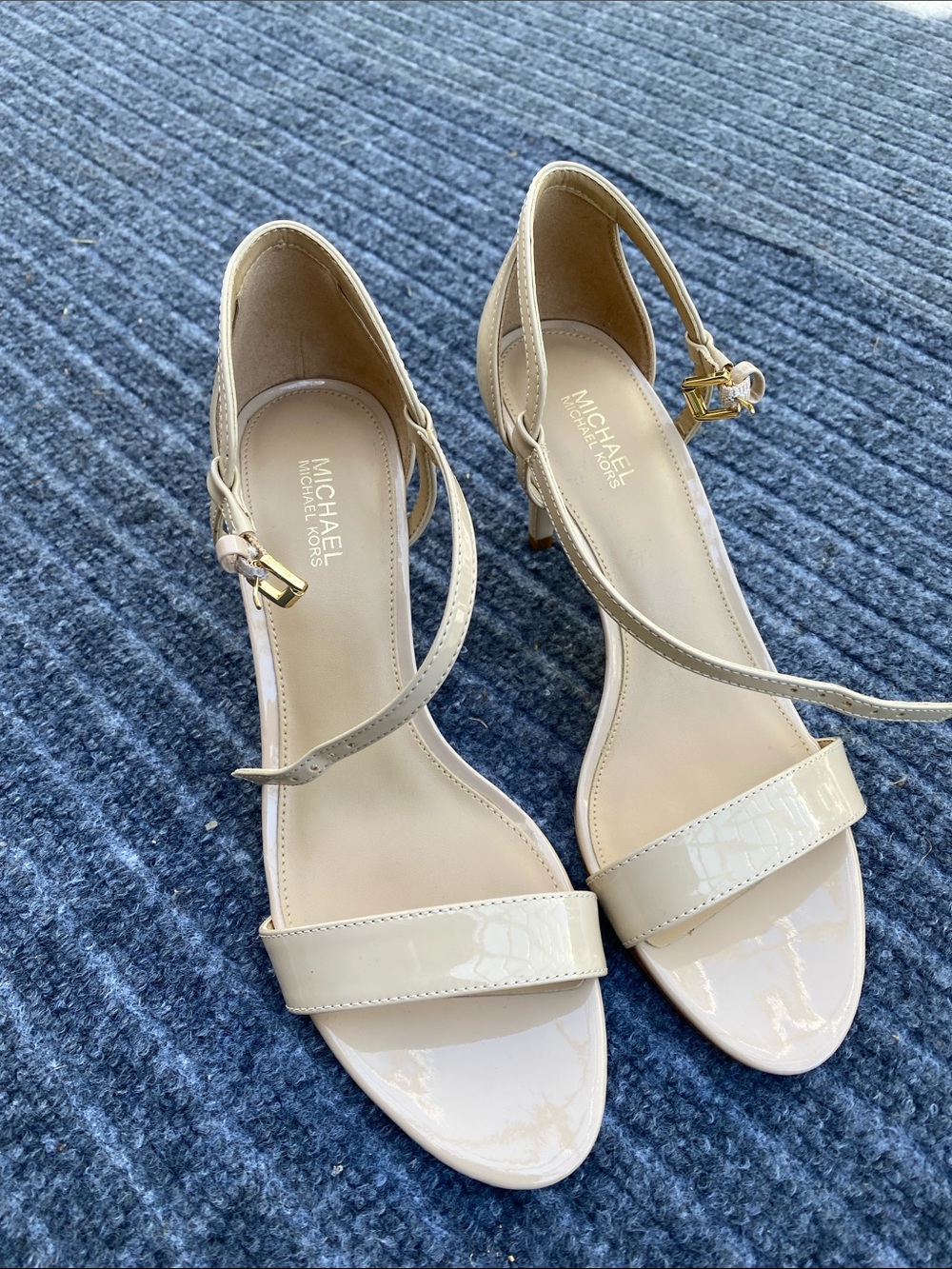 New Michael Kors Nude Patent Leather Ankle-Strap Heels